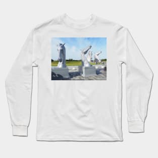 the Kelpies jigsaw puzzle , Helix park, Falkirk jigsaw Long Sleeve T-Shirt